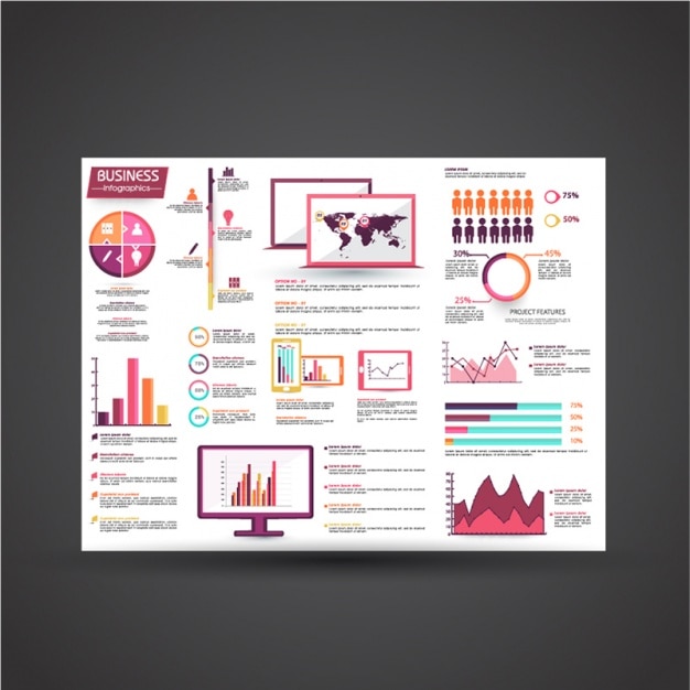 Vector business infographic with purple details