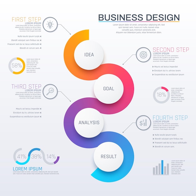 Vector business infographic with vector round elements