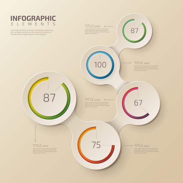 Illustrazione di vettore di stile di origami del cerchio di infographics di affari. può essere utilizzato per il layout del flusso di lavoro