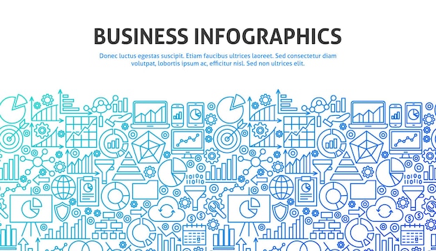 비즈니스 인포 그래픽 개념입니다. 라인 웹사이트 디자인의 벡터 일러스트 레이 션. 배너 템플릿입니다.