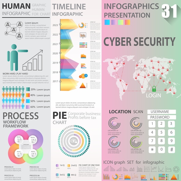 ビジネスinfographicsデータ要素テンプレートセット