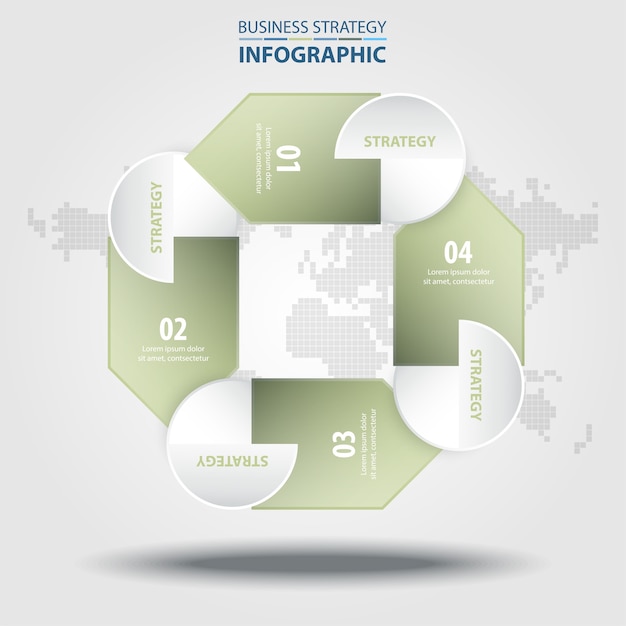 ビジネスインフォグラフィックスデザイン要素緑色のグレー色調