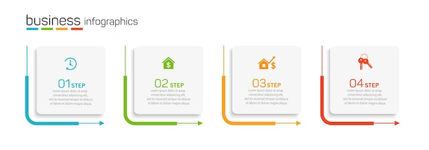 Modello di progettazione infografica aziendale con 4 opzioni