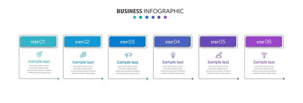 Business infographics design template with 6 options steps or processes