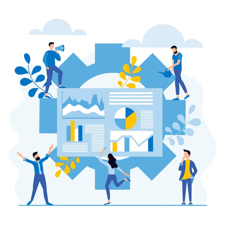 Vector business infographics online business teamwork