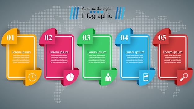 비즈니스 인포 그래픽 종이 접기 스타일의 그림입니다.