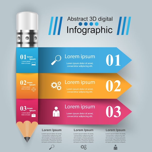 Infografica aziendale. icona matita.