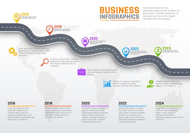 ベクトル 道路のビジネス インフォ グラフィック段階