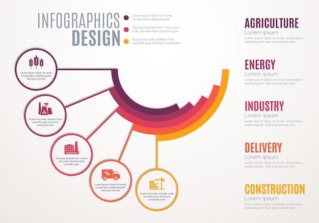 Vettore infografica aziendale o modello di grafico a gradini