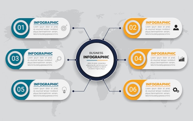 Business Infographics template six options .