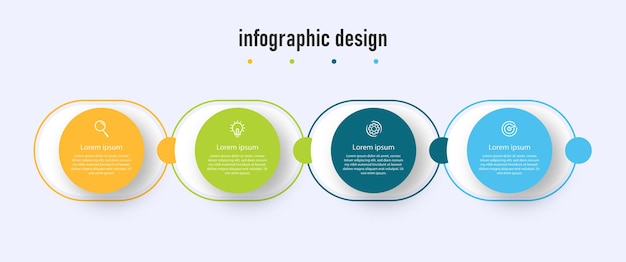 Vettore il modello di timeline dell'infografica aziendale con opzioni in 4 passaggi può essere utilizzato per il diagramma di flusso di lavoro