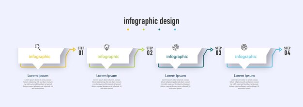 Vettore la timeline del modello di infografica aziendale con opzioni di 4 passaggi può essere utilizzata per il diagramma del flusso di lavoro