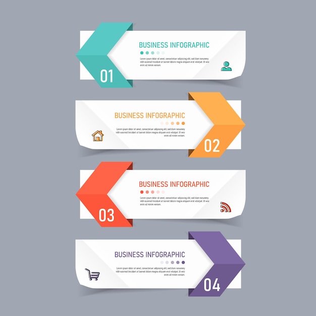 Business infographics template with 4 steps