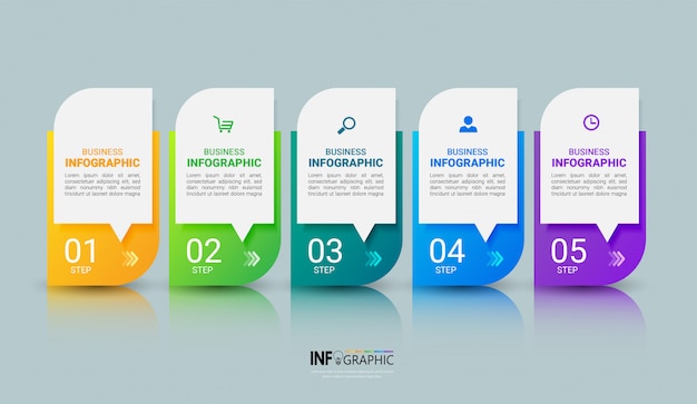 Vector business infographics template with five steps