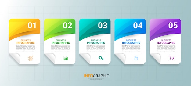 Modello di affari infografica con cinque passaggi