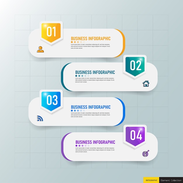 Business Infographics template with four steps