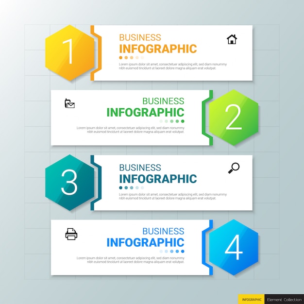 Modello di business infografica con quattro passaggi