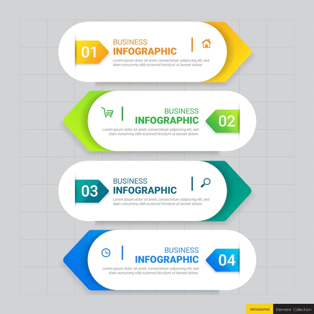 Modello di affari infografica con quattro passaggi