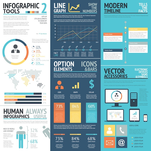 Elementi vettoriali di infographics di affari nei colori di affari piani