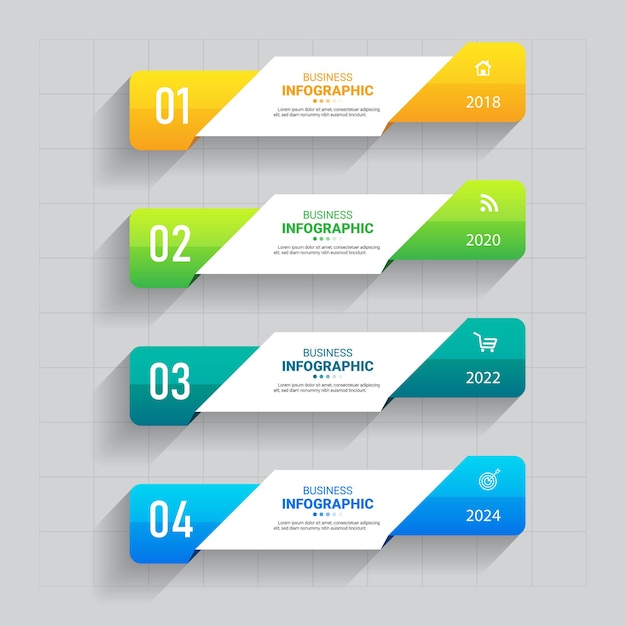 Infografica aziendale con quattro passaggi