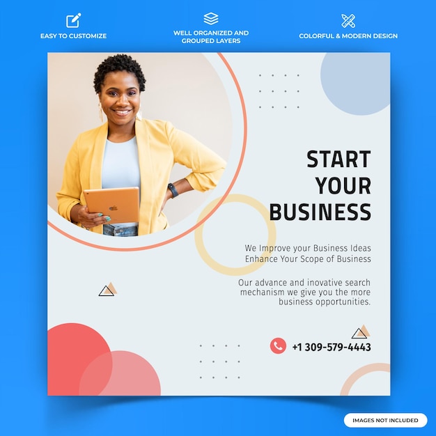 Business instagram post web banner template premium vector