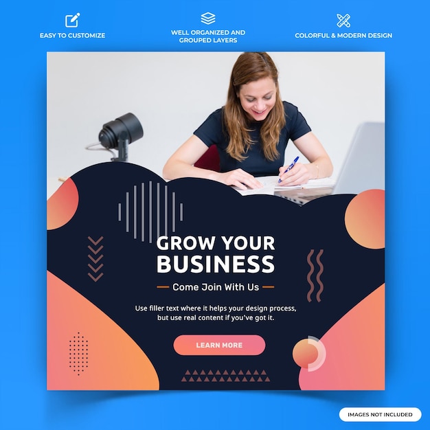 business instagram social media post web banner template vector premium