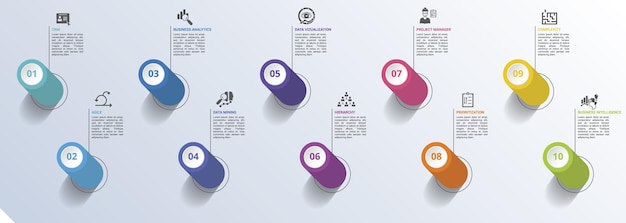 business intelligence infographics colored steps info