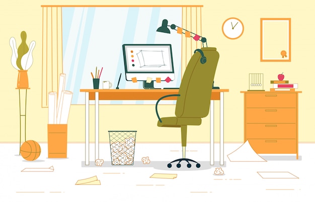 Business Interior Home Office Illustration.