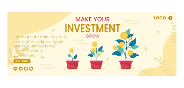 Vector business investment facebook cover template flat design illustration editable of square background suitable for social media, greeting card and web internet ads