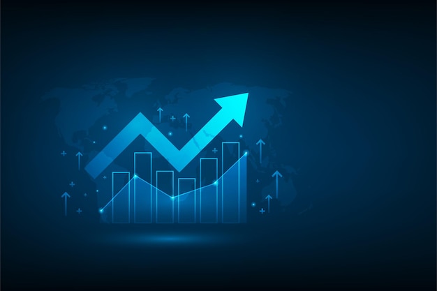 Business investment graph growing vector illustration hitech arrow up to success financial