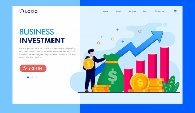 Business investment landing page illustration template