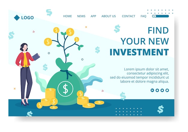 Business Investment Landing Page Template Flat Design Illustration Editable of Square Background Suitable for Social media, Greeting Card and Web Internet Ads