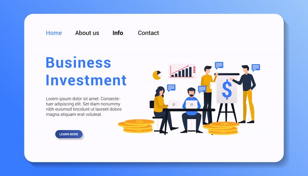 Business investment landing page template illustration