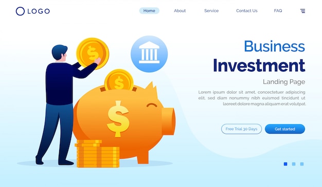 Business investment landing page website illustration vector template