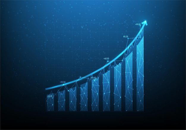 Business investment planning graph to success business stair to goal achievement.