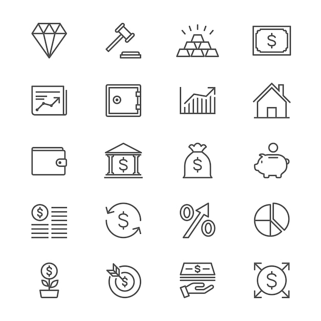 Business and investment thin icons Editable stroke