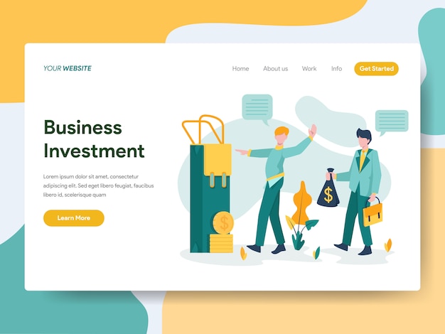 Vector business investment for website page