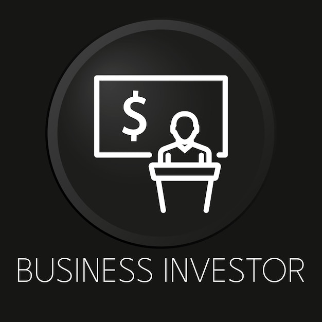 Business investor minimal vector line icon on 3D button isolated on black background Premium VectorxAxA