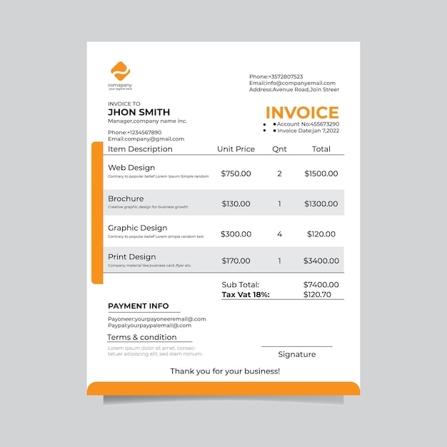 Business invoice balance sheet template