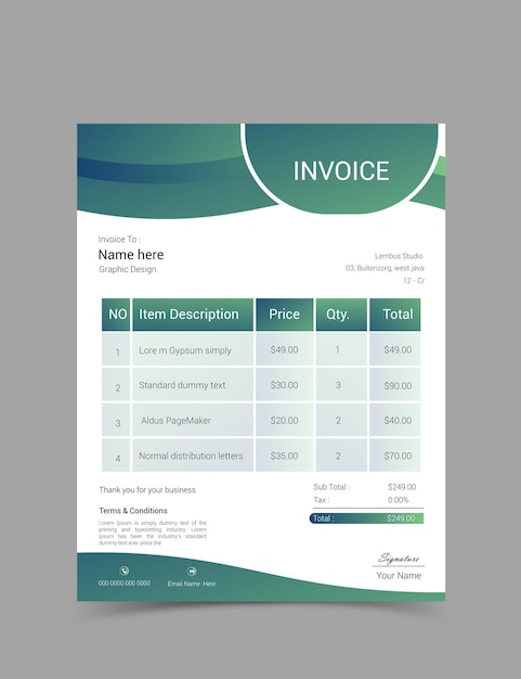 Vector business invoice design templet