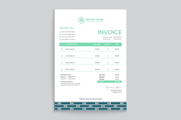 Business invoice form template