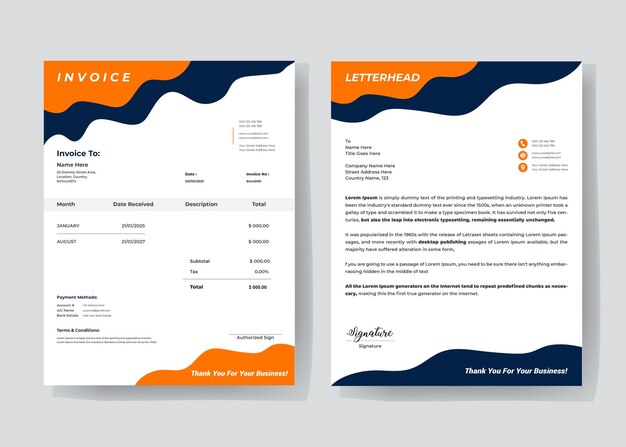 Business Invoice and letterhead template Corporate identity design template