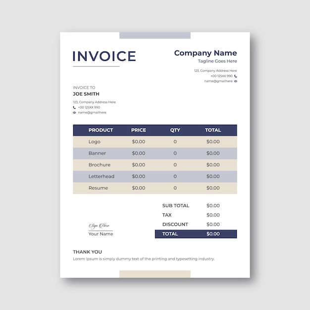 Business invoice template design