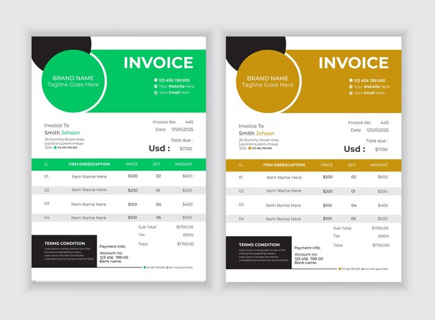 Vector business invoice template