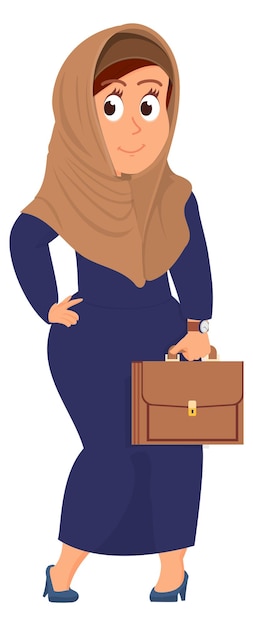 Business islamic woman with briefcase Working muslim person