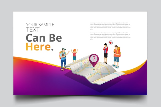 Vector business isometric map navigation technology with copy space