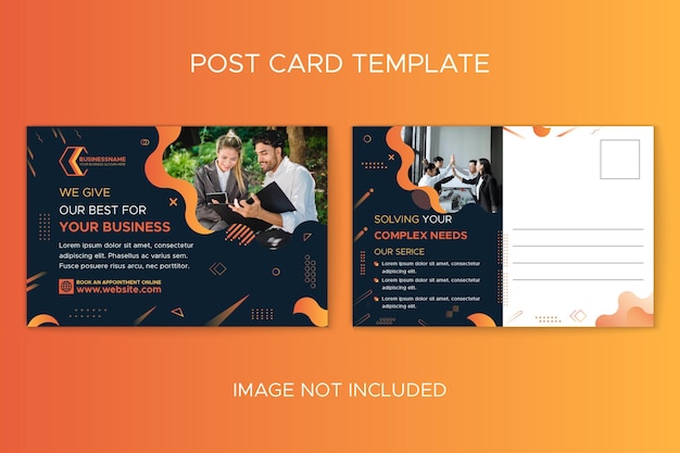 Business it solutions geometric postcard template