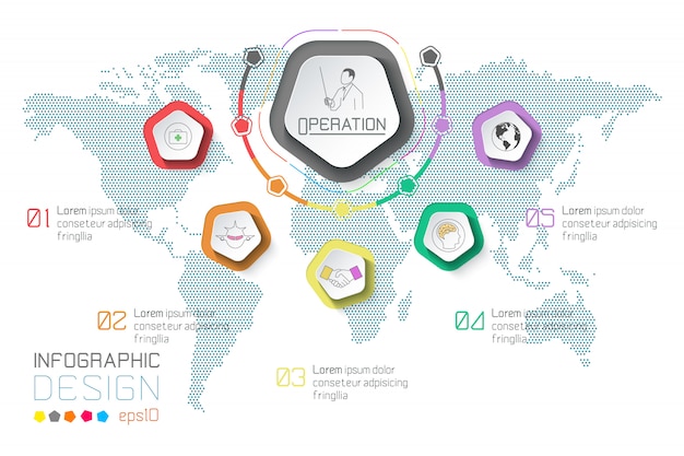 Бизнес этикетки инфографики на фоне карты мира.