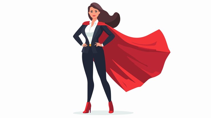 Vector business lady concept elegant female professional in suit with success mentality
