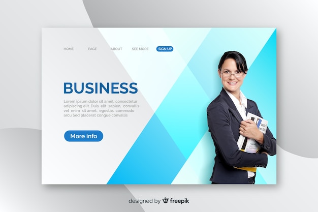 Business landing page template with photo